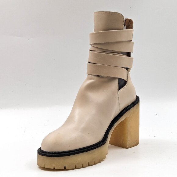 Free People Women Jesse Cutout Summer Cream Leather Platform Festival Boots 8US - Picture 4 of 12